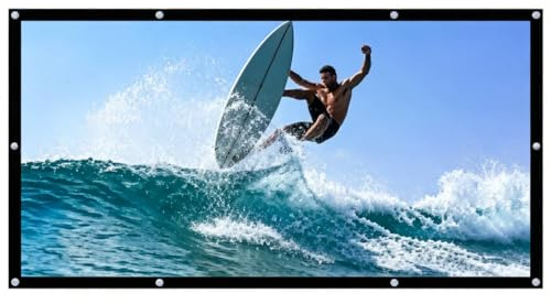 Tissting Projektor Leinwand, Weiße Faltbare Tragbare Projektionsleinwand | 120 Zoll mit Stanzlöchern aus Polyestergewebe für Heimkino, Büro und Outdoor