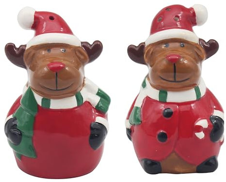 Lesser & Pavey Reindeer Salt & Pepper Shakers Set of 2 | Festive Holiday Tableware for Christmas Dining | Adorable Reindeer Design | Perfect Seasonal Kitchen Accessory & Gift for Christmas Lovers