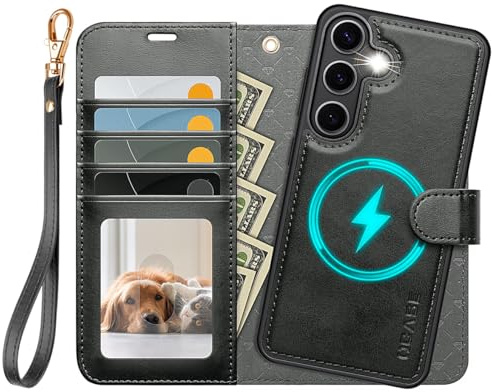 OCASE for Samsung Galaxy S25 Plus Case, 2 in 1 Wallet, Black Graphite | Detachable, PU Leather, RFID Blocking, Wireless Charging, Card Holders, Kickstand, Shockproof Removable Phone Cover