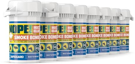 NOPE! Flea Smoke Bombs for The Home (4.7g x 8) | 4 x 3m Coverage | Non-Staining | Killer for All Flying & Crawling Insects | for Bedrooms, Living Rooms, Garages