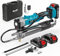 ONEVAN Akku Fettpresse, 600CC Elektrische Einhandfettpresse mit 2 3000mAh Akkus, 90° Drehbarer Griff, Arbeitsdruck 10.000PSI, Fettpresse mit Schlauch und Hartes Rohr für Mechanische Ausrüstung