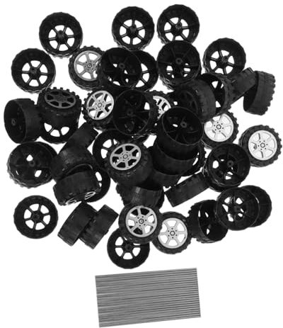 TOYANDONA 1 Set Auto Zubehör Miniatur Reifen Tumbler Räder Auto Reifen Rad Miniatur Achse Lkw Modell Rad Auto Räder Auto Teile Zubehör Auto Schwarz