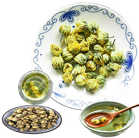 De té de crisantemo natural suelto original de China para preparar en frío Un alimento ecológico y orgánico sin aditivos Deléitese con su sabor intenso suave y fácil de preparar (100g)