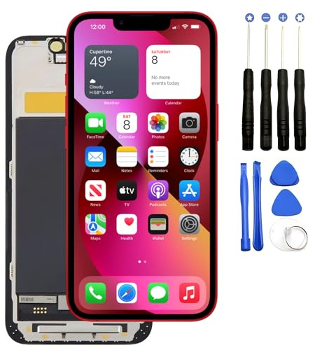 FLYCDI Écran OLED de Remplacement pour iPhone 13 Mini - 5,4 Écran Tactile Full HD avec Digitizer - Kit de Réparation Complet Compatible Modèles A2628 A2629 A2630 A2631