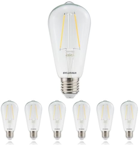 SYLVANIA E27 LED Vintage Glühbirne | Warmweiß Leuchtmittel 2700K | 470 Lumen | Edison-Form | 6er Pack