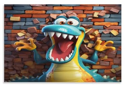 YUXINYUE Cartoon Crocodile Poster, Dekoratives Gemälde, Leinwand, Wandkunst, Wohnzimmer, Poster, Schlafzimmer, Gemälde 08x12inch(20x30cm)