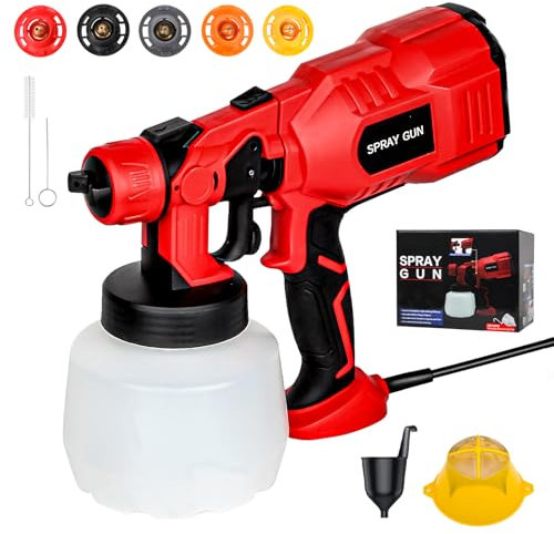 Pistola Pintura Electrica 1200ml, 550W HVLP Pistola Pintura, Pistola de Pintura con 4 Boquillas y 3 Modelos, Pulverizador Pintura para Muebles, Vallas, Paredes, Armarios, Bricolaje Sistema