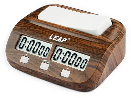 Digitale Schachuhr mit Bonusverzögerung, professioneller Holzkörnernschachtimer für Turniere Ich gehe, Brettspiele zählen nach Alarm, Leichtbatterie (Nicht enthalten) (Nicht