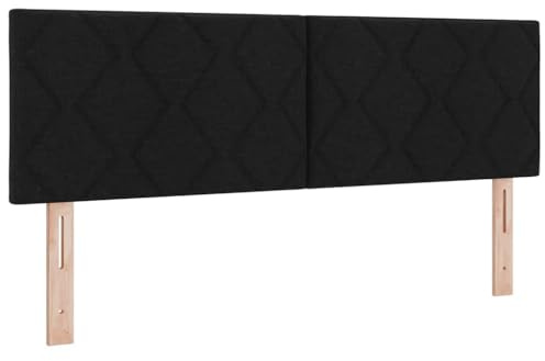 vidaXL Kopfteil Schwarz 144 cm Stoff | Modernes Diamantblockmuster, Kommt mit allem, was du brauchst, Weicher Stoffbezug für extra Gemütlichkeit