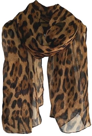 Damen Schal mit Leopard Muster,Elegantes Halstuch aus weicher Bali-Viskose,Zeitloser Leopardenprint für Herbst,Winter und Sommer,Vielseitig als Stola,Bandana oder Wrap tragen,Atmungsaktiv und leicht