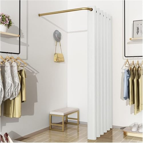 LoiYtrd Umkleidekabine for Bekleidungsgeschäfte, Mobile Schienen-Umkleidekabine mit Vorhang-Set, Wand-Umkleidekabine, 90-Grad-Sichtschutz, 4 Größen(F,90 x90cm)