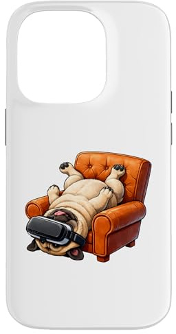 Hülle für iPhone 14 Pro Lustiges Mops-VR-Gaming-Hundebild