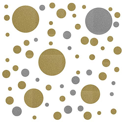 timalo® Wandtattoo selbstklebende Punkte Aufkleber bunte Kreise | 73071-tricolore-gold-gold-silber-81