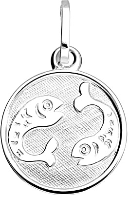 My Gold Damen Kinder Anhänger Sternzeichen Sterlingsilber 925 (Ohne Kette) Echtes Silber Klein Ø 12mm Mini Rund Tierkreiszeichen Zodiac round