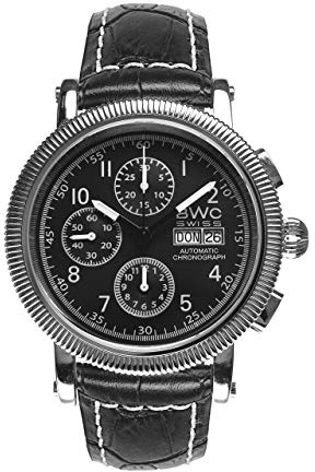 BWC Swiss Herren Uhr Chronograph Automatik mit Leder Armband 207715011