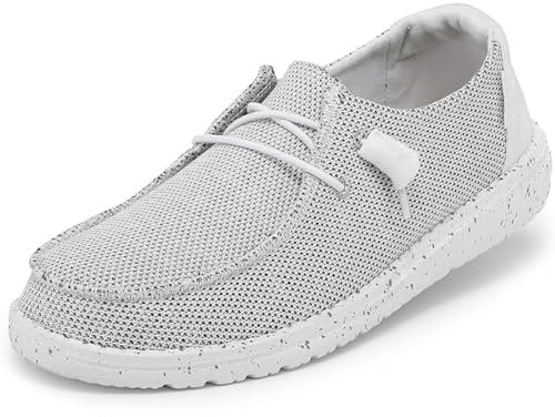 HEYDUDE Wendy Sox Damen - Slip on Flache Schuhe - Mokassin Stil, Stone White, 41