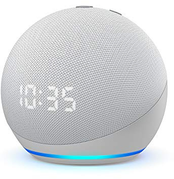 Echo Dot (4. Generation, 2020) | Smarter Lautsprecher mit Uhr und Alexa | Weiß, Zertifiziert und generalüberholt