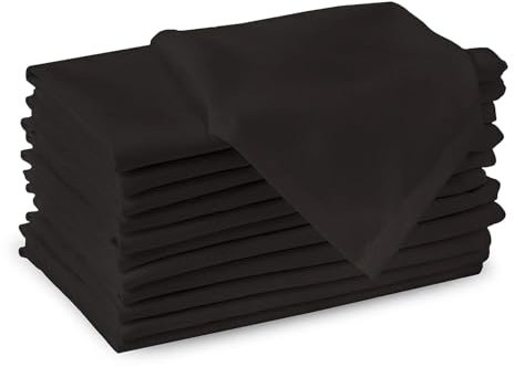 Encasa XO Baumwollstoffservietten | 12er-Set | Größe 43x43 cm | Charcoal Grey Volltonfarbe | Waschmaschinenfest