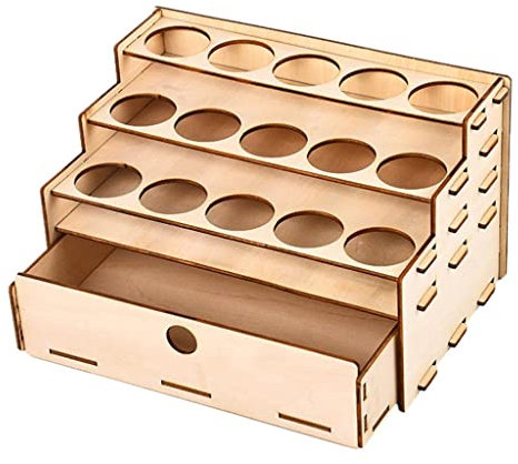 T TOOYFUL DIY Farbständer aus Holz Werkzeughalter für Werkstatt, Farbhalter DIY Kunst Malerei Werkzeug - 15-Raster mit Schubladenorganisator