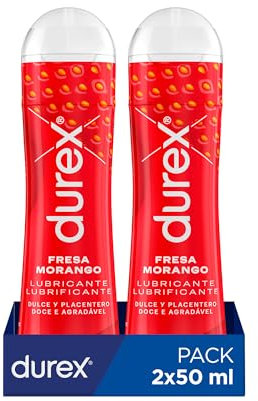 Durex Lot de 2 flacons de lubrifiant Parfum fraise à base d'eau 50 ml