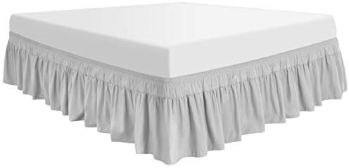 PiccoCasa Cache-sommier en Polyester, Jupe de lit élastique à Volants Anti-poussière, ne se décolore Pas et ne se froisse Pas, Matelas sans soulèvement, Trois côtés en Tissu avec Chute de 40,6 cm