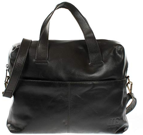 LECONI Schultertasche Henkeltasche für Frauen Büffel-Leder DIN-A4 Businesstasche Handtasche Shopper für Damen 36x29x12cm schwarz LE0059-buf