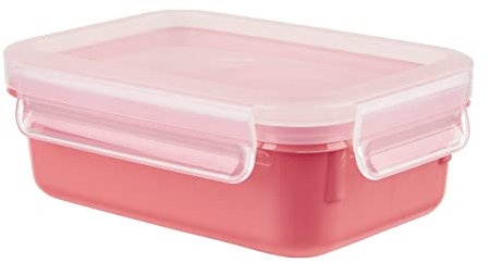 Emsa N10123 Clip & Close Color Edition Frischhaltedose | 0,55 Liter | 100% auslaufsicher/hygienisch | BPA-frei | spülmaschinen-, mikrowellen- und gefriergeeignet | Koralle