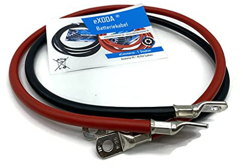 eXODA Batteriekabel Set 35 mm² 75cm mit Kabelschuhen M8 Rot und Schwarz für Autos Boote Motorräder und mehr flexible Verarbeitung hohe Materialqualität