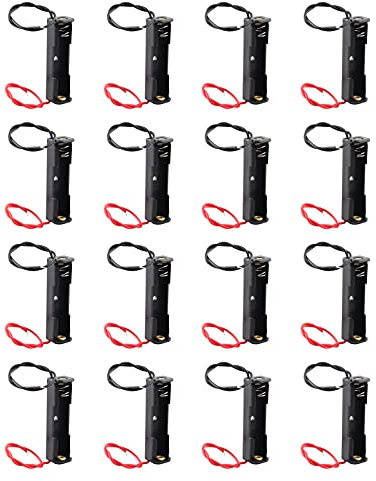 HALJIA 16 Stück 1,5V AAA Batteriehalter Etui 1 x 1,5V Batterie Aufbewahrungsbox Batterie Organizer Batteriebehälter DIY mit Kabelführungen Schwarz