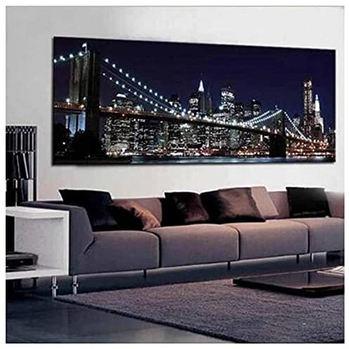 Diamond Painting New York Brooklyn Diamant Painting Bilder Groß 100x200 cm, 5D Diamant Malerei mit Diamond Painting Zubehör Full Set, DIY Cross Stickerei Deko Wohnzimmer Schlafzimmer Büro Eingang Wand