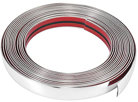 X AUTOHAUX 8mx25mm PVC Chrom selbstklebend Zierleiste Chromleisten Zierstreifen für Karosserie-Türkante, Seite, Dachfenster, Dekoration