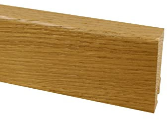 TRECOR® Holz Sockelleiste für 3 Schicht Parkett Eiche Landhausdiele, Höhe: 58 mm | Tiefe 16 mm | Länge: 2400 mm (Sockelleiste | 240 cm, Eiche farblos geölt)