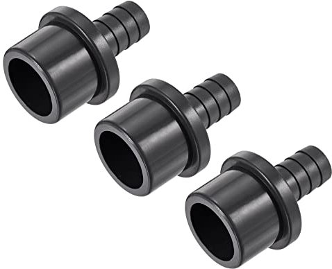 sourcing map Lot de 3 raccords de tuyau en PVC cannelé 16 mm x 32 mm OD robinet droit adaptateur de tuyau raccord rapide, noir