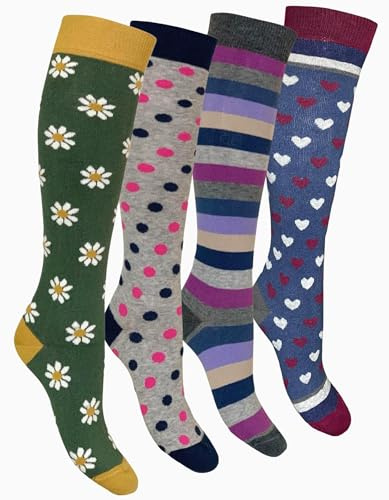 CriCri Socks - 4 Paia Calzettoni Donna Invernali Lunghe (Taglia Unica 36-40) Calzini Donna Fantasia, Calze Donna Invernali in Caldo Cotone Made in Italy, Calzettoni Colorati, Simpatici Idea Regalo