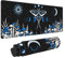 Blue White Trippy Mushroom Moth Butterfly Mouse Pad XL Extended Desk Mat, Non Slip Rubber Base Stitched Edge Gaming Pc Desktop Large Mice Pad,31.5 x 11.8 Inch