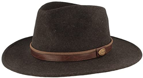 Breiter Rollbarer Outdoor Filzhut 100% Wolle Wasserabweisend Hut faltbar Ledergarnitur Anthrazit meliert 54