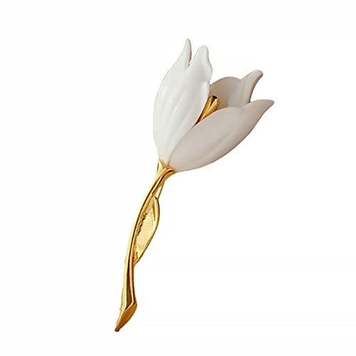 Inateannal Broche En Émail Fleur De Tulipe Épingle De Revers Élégant Magnolia Boucle De Châle Corsage Grande Épingle De Foulard Bijoux De Fantaisie Pour Femmes Filles