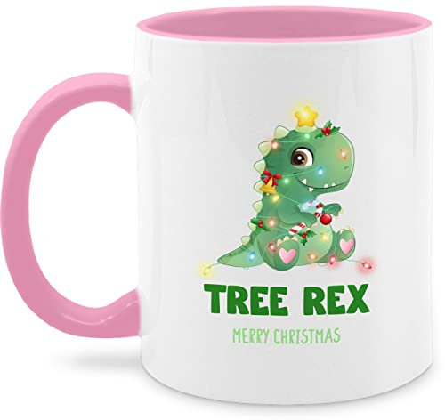 Tasse Tassen 325ml - Weihnachtstasse Weihnachten - Tree Rex - Merry Christmas - 325 ml - Rosa - weihnachtstassen weihnachtsmotiv mug weihnachtsbecher weihnachts cup wichteltassen weihnachtsmotiven