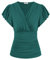 Damen T-Shirt Kurzarm V-Ausschnitt Einfarbig Top Slim Fit Plissee-Tops Tunika Blusen CL1977S23-03_00L