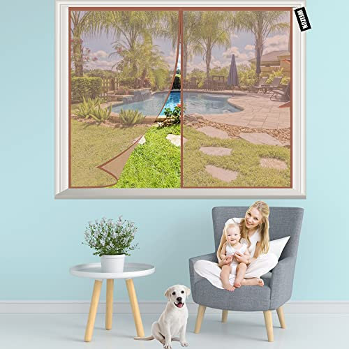 Fliegengitter Fenster 110x200cm Braun Insektenschutzgitter Terrassentür,Magnet Fliegengitter Automatisch Verschließen hält Käfer/Fliegen/Mücken Draußen