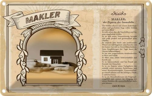 vianmo Blechschild 20x30 cm Beruf Arbeit Makler Deko Geschenk Metall Schild