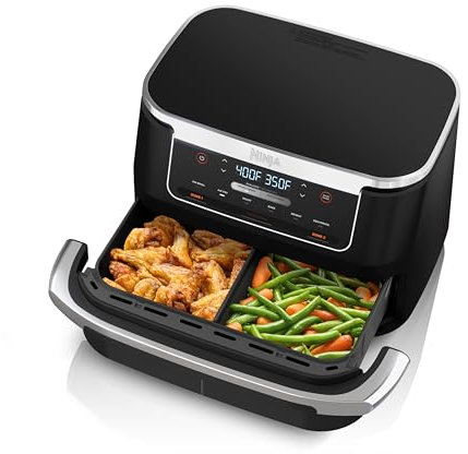Ninja DZ071 Foodi - Freidora de aire 6 en 1 DualZone FlexBasket con MegaZone de 7 cuartos de galón y divisor de cestas, proteínas grandes y comidas completas, acabado inteligente para cocinar 2