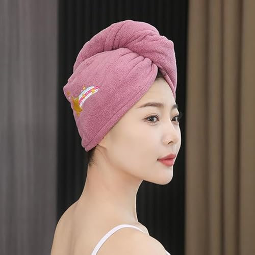 YOGAES Damen-Mikrofaser-Handtuch, Haarhandtuch, Badetücher für Erwachsene, Frottee-Handtücher, Badezimmer, Serviette de Douche, Turban zum Trocknen von Haaren, Hellviolett, doppelschichtig verdickt