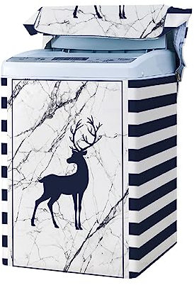 Odot Housse de Protection pour Machine à Laver, Chargement par Le Haut Couvre-Machine Protecteur Anti-Poussière Couverture pour Machine Sèche-Linge et Lave-Linge (Marbre,L (6.8-8kg))