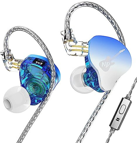 CCA ND DD3 4 Tone Adjustable in Ear Monitor Headphones, Dual Cavity Dual Magnetic Dynamic IEM Earphones, Clear Sound & Deep Bass Earphones Wired, Gaming Earbuds-Blue With Mic