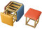 Cube Hocker 5 in 1 Nesting-Kombinationsstuhl, Home Dining Sofa Aufbewahrungshocker mit drehbaren Rädern, Goldrahmen und PU-Ledersitz (Größe: 35 x 35 x 38 cm) Interesting