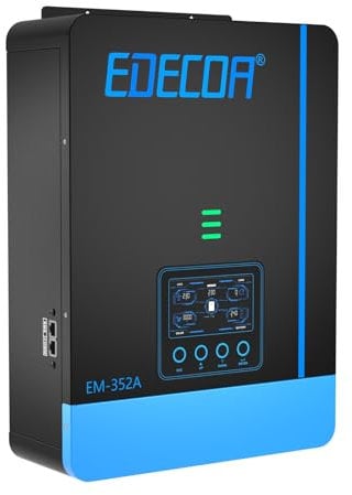 EDECOA 3800w Hybrid Wechselrichter 24v auf 230v 4000VA/3800W Solar Ladegerät MPPT PV 55-450v Reiner Sinus (Off-Grid) mit Batterieladegerät, Netzpriorität, Solarladeregler (Kompatibles WiFi-Modul)