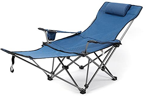 Karlak Chaise longue de camping, 2 en 1 pliable, chaise de camping portable, réglable, inclinable avec repose-pieds amovible pour camping, pêche, plage, pique-niques