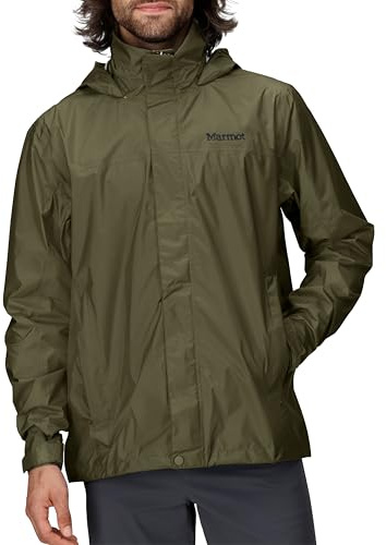 Marmot Hombre PreCip Eco Jacket Chaqueta impermeable para lluvia, chubasquero transpirable con capucha, cortaviento ligero hardshell para senderismo y bicicleta, Nori, M