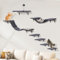 Kit mural d'escalade pour chat avec hamac, escalier mural, pont à chat, griffoir, 7 éléments muraux pour chat (gris fumé)